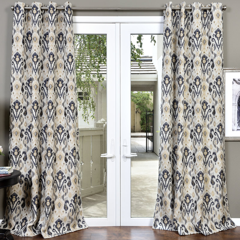 Bloomsbury Market Erica Textured Jacquard Ikat Room Darkening Grommet